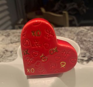 nora fleming retired Mini red heart w/Gold XO and NF markings RARE 2