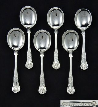 Heavy Silver Plated F.  Cobb Kings Queens Pattern Soup Spoons 7.  25 " Sheffield