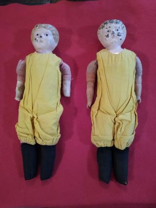 2 Antique German 2 Minerva Tin Head Dolls