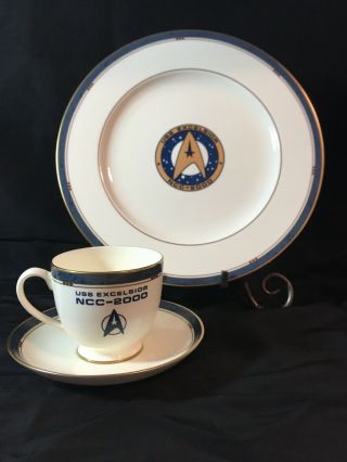 Rare Pfaltzgraff 1993 Star Trek Uss Enterprise Ncc - 2000 Cup&saucer & L/e Plate