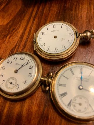 3 Very Small Pocket Watches Gold Filled