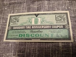 5 Cash Discount Canadian Tire Money Rare Anniversary Coupon 1972