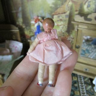 Vtg Dollhouse CaHo CACO GIRL DOLL Metal Feet Shoes Composition Child 40s Germany 3