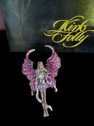 Kirks Folly Rare/signed " Fairy Godmother W/purple Wings Brooch " She Is Stunning