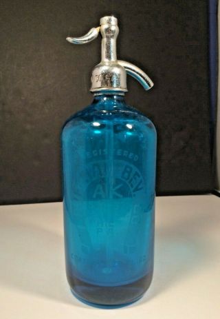Rare Cobalt Blue Seltzer Bottle Kauffman Beverage Co.  Phila.  Pa.  Czechoslovakia