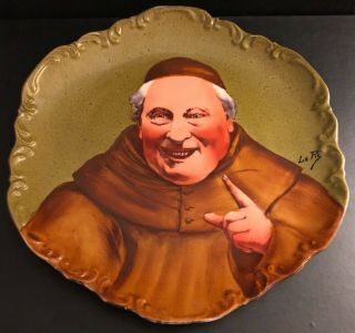 Coronet Limoges Monk Smiling French Antique Charger Plate Hand Painted Signed