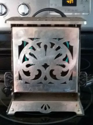 Antique Edison Electric Hotpoint Toaster Cat.  Chrome Drop - Side - With Cord