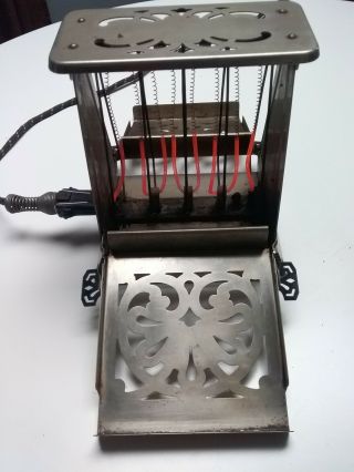 Antique EDISON Electric HOTPOINT Toaster Cat.  Chrome Drop - side - With cord 2