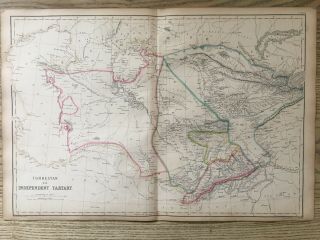 1859 Tartary Central Asia Hand Coloured Antique Map By W.  G.  Blackie