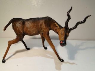 Antique Miniature Black Buck Antelope W/ Curvy Twisted Horns