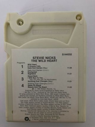 Stevie Nicks The Wild Heart Rare S144332 Modern Records 8 Track Cartridge Tape 3