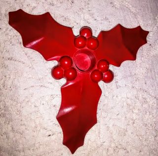 Rare Antique Vintage Holly Berry Red Vulcanite Christmas Candle Holder 1920 