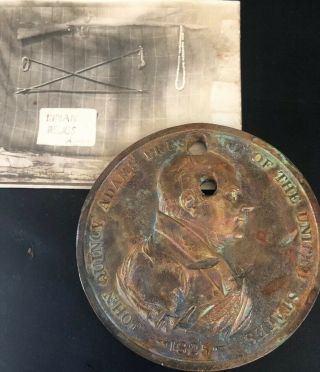 1825 John Quincy Adams Copper Native Indian Peace Medal Rare