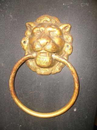 Vintage Glo Mar Brass Lion Head Door Knocker Art 6 " Head 10 1/2 " Length