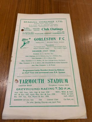 Rare Gorleston Fc V Charlton Athletic Don Edwards Testimonial 1957/58 Programme