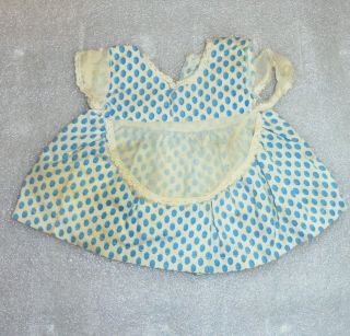 Vintage Doll Clothes Polka Dot Dress W/apron For Vintage Or Antique Doll
