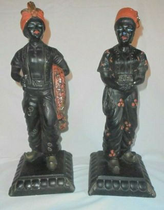 Blackamoor Nubian Ceramic Figures Pair Vintage