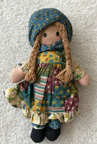 Vintage Knickerbocker Holly Hobbie 9” Cloth Doll Blonde Stuffed Plush