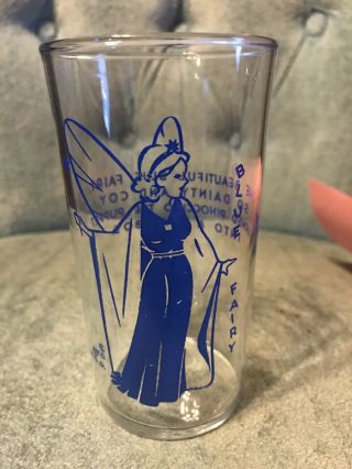 Vintage Walt Disney Prod Pinocchio Promo Glass - Rare Blue Fairy Tumbler 4 3/4”