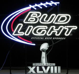 Authentic Bud Light Nfl Bowl Xlviii Neon Sign - Seahawks Vs Broncos - Rare
