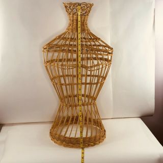 Vintage Female Wicker Bamboo Wire Torso Mannequin Height - 26 Inches