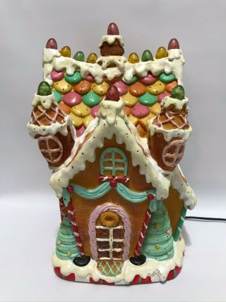 Rare Mark Roberts Christmas Village Candy Gingerbread House Lighted Fiber Optic