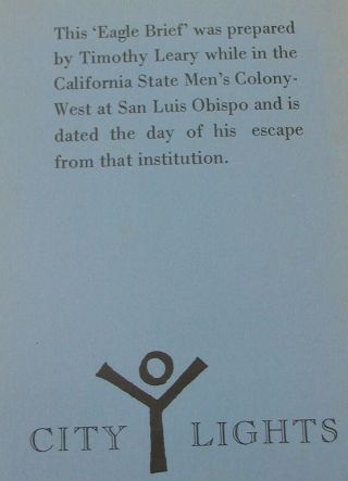 RARE BOOK Timothy Leary vs.  State of California marijuana bail 1970 City Lights 3