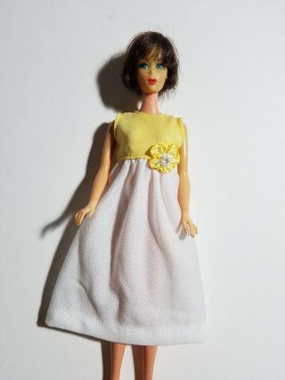 Barbie Size Handmade Yellow & White Sleeveless Dress - No Doll