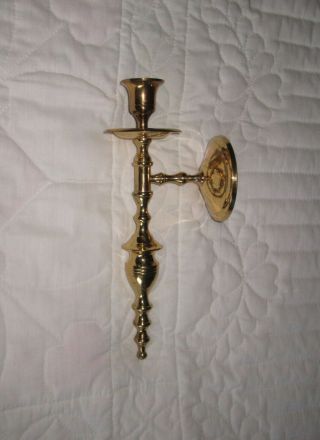 Vintage Solid Brass Wall Hanging Candle Holder 11 1/4 " Tall