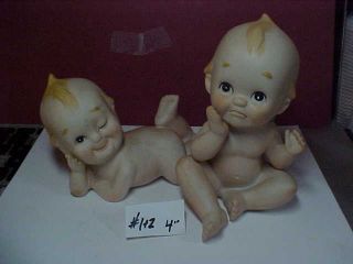 2 Vintage Porcelain Kewpie Dolls Figurines Blue Wings Thumb Sucker Winker Pouty