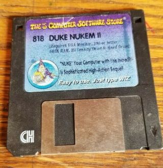 Rare Duke Nukem 2 Ii Shareware 3.  5 " Floppy Diskette Vga Pc Dos Game
