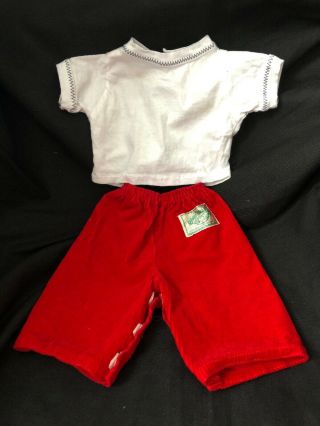 Vintage Cabbage Patch Kids Doll Outfit Red Corduroy Pants & White T - Shirt