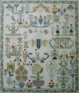 Dutch Cross Stitch Needlework Pattern Chart Antique 1759 Sampler Amsterdam