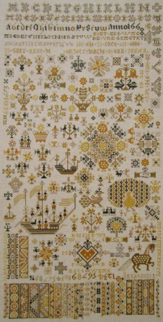 Rare Dutch Cross Stitch Needlework Pattern Chart Antique 17th Century Sampler