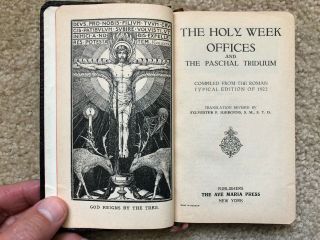 Catholic The Holy Week Offices And The Pascal Triduum Ave Maria 1936 Very Rare
