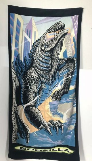 Godzilla 1998 Beach Towel Or Bath Wall Hanging Rare Vintage Find