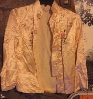 Vintage Chinese “red Cloud” Silk Embroidered Jacket Size 34/small