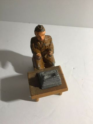 Vintage Manoil Barclay Soldier Sitting At Table With Typewriter Rare