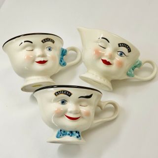 Baileys Irish Cream Creamer Rare Cups Mugs Faces Retro Winking Eyes