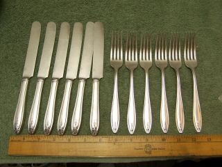 1835 R Wallace Hostess Silverplate 6 Dinner Forks 6 Knives 1920