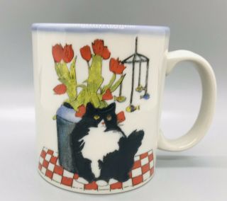 Rare Vintage Otagiri Black And White Cat Coffee Mug By Cindy Sugawara Euc