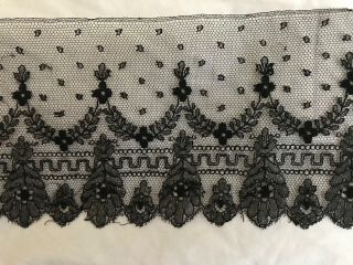 Gorgeous Antique Chantilly Lace Edging 7.  5 Yards By 4 1/2 "