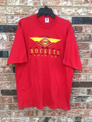 Vintage Nba Houston Rockets Embroidered Logo 7 T Shirt Size Xl 1990s Rare Vtg