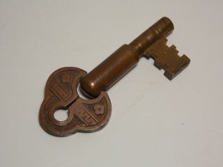 Antique Brass Pocket Door Key - Fold - Over Skeleton Key - Ornate