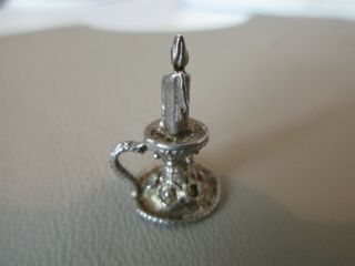 Vintage English Sterling Silver Chamberstick Candle Stick Fob Charm Pendant Rare