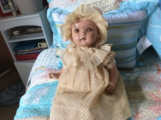 Vintage Ideal Cryer Sleepy Eyed Composition Doll 19 Inch With Clothing