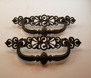 Vintage Ornate Metal Handles Drawer Pulls - 7 3/16 " Long - Numbered 5064