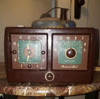Rare Vintage Packard Bell Stationized Radio Model 621 6 Tube Alarm Clock -