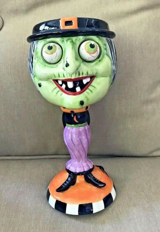 Rare Dept 56 Halloween - Standing Witch Goblet With Googly Eyes 9 "