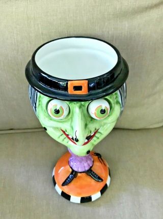 Rare Dept 56 Halloween - Standing Witch Goblet With Googly Eyes 9 